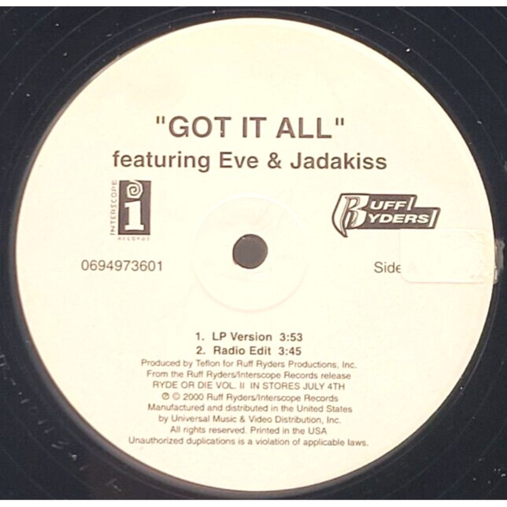 EVE & JADAKISS - GOT IT ALL - RAP HIP HOP SINGLE RECORD PROMO 2000
